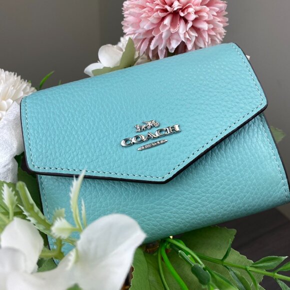 Coach CU170 Mini Envelope Wallet With Strap, Tiffany Blue - Picture 1 of 5